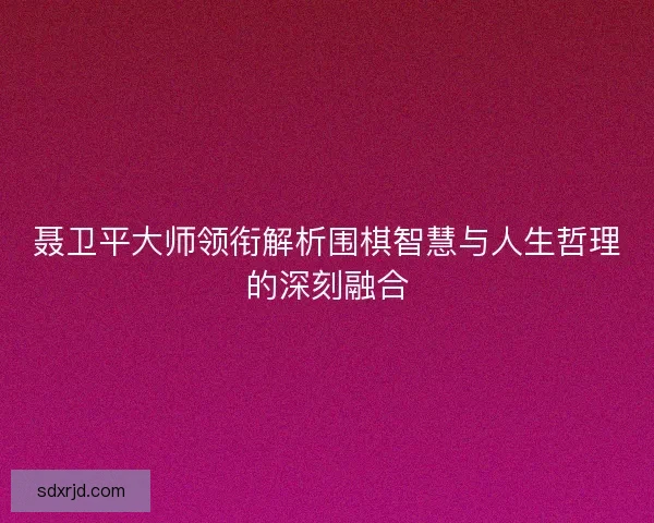 聂卫平大师领衔解析围棋智慧与人生哲理的深刻融合